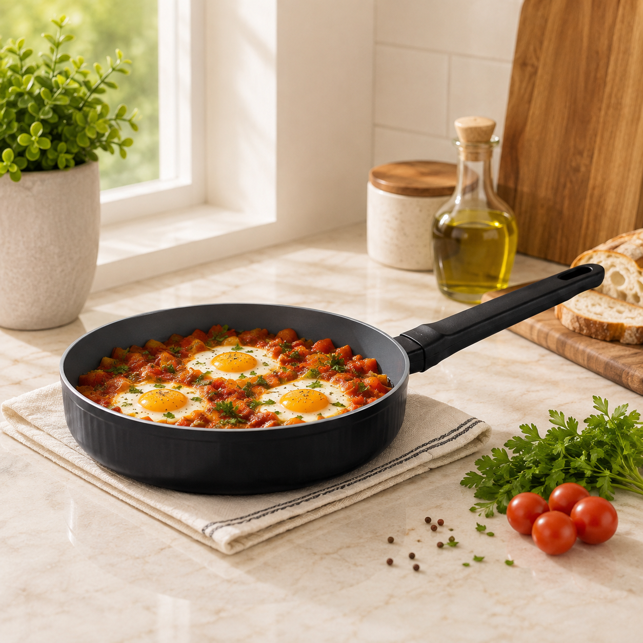 Danny Home Dual Color Black & Gray Aluminium Non Stick Induction Frying Pan