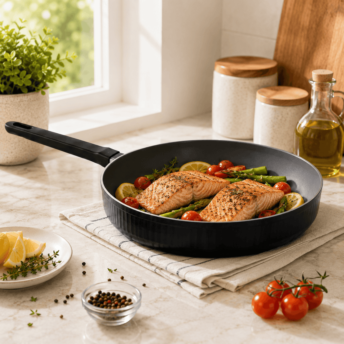 Danny Home Dual Color Black & Gray Aluminium Non Stick Induction Frying Pan Kaka Bawa Sons