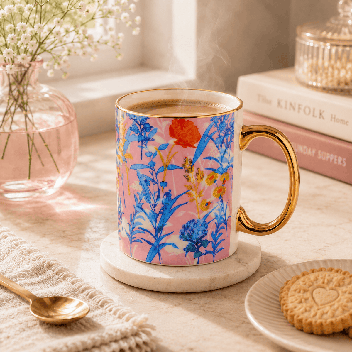 Danny Home 320 ML Gold Handle Ceramic Mug Kaka Bawa Sons