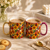 Danny Home 2-Piece Floral Porcelain Mugs - 450 mL | Sunflower Bloom