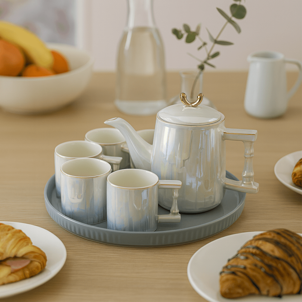 8-Piece Royal Spinning Coffee Set Grey