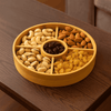 5-Portion Round Wooden Dry Fruit Dish With Acrylic Lid