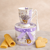 Porcelain 300ml Purple Flower Design Mug with Gift Box