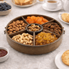 5-Portion Round Wooden Dry Fruit Dish With Acrylic Lid