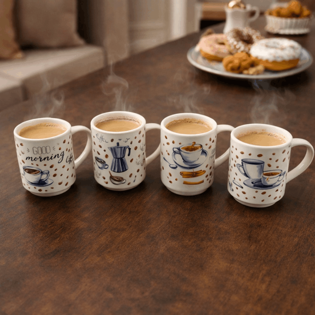 4- Piece Coffee Mug Set With Stand