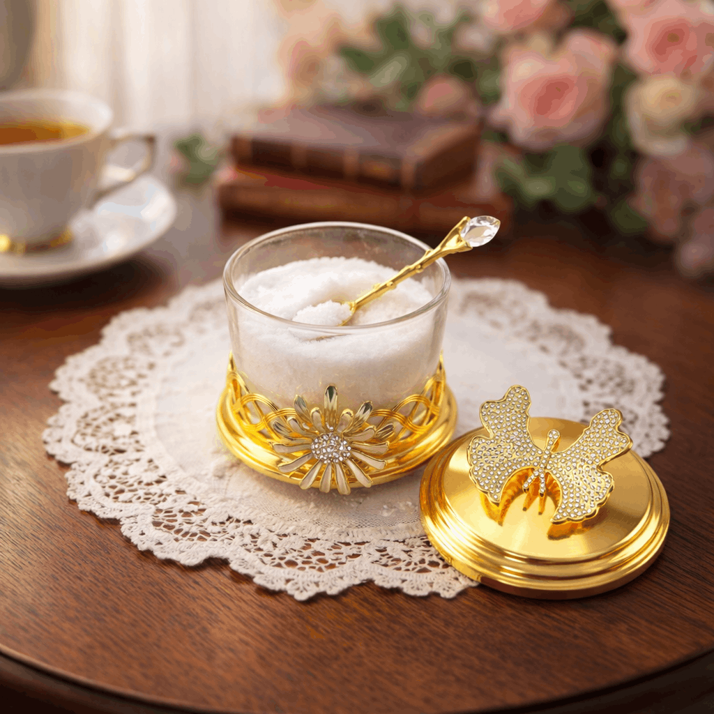Fancy Golden Sugar Pot