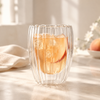 D.W.M 350 ML Ribbed Double Wall Glass Tumbler