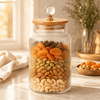 S.G Vertical Ribbed Diamond Head Glass Jar With Wooden Lid