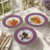 UK Parliament Purple Marble 18-Piece Ceramic Plate Set for 6