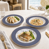 UK Parliament Grey Marble 18-Piece Ceramic Plate Set for 6