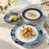 UK Parliament Blue Tropical Leaves 18-Piece Ceramic Dinner Set