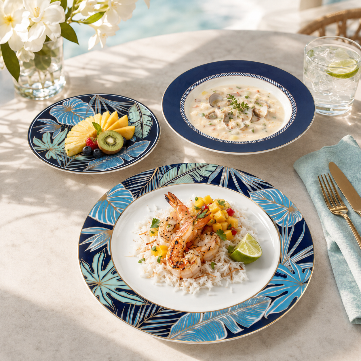 UK Parliament 18-Pieces Bone China Plate Sets With 6 different colors and designs