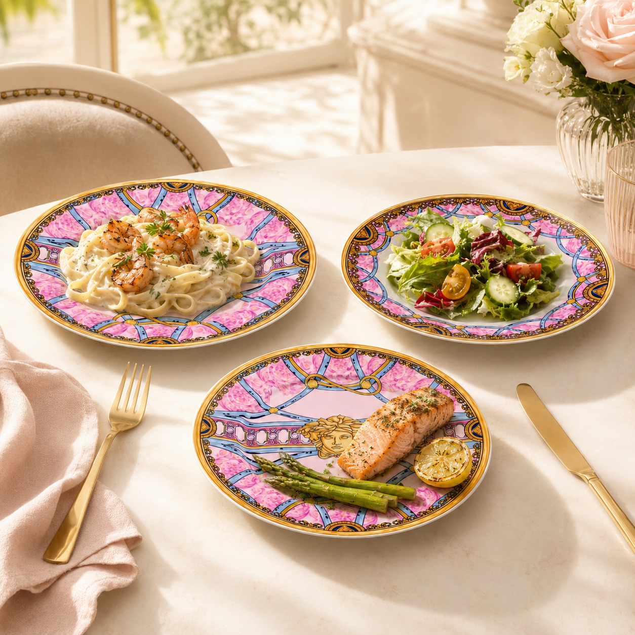 B/C 18-Pieces Bone China Plate Sets