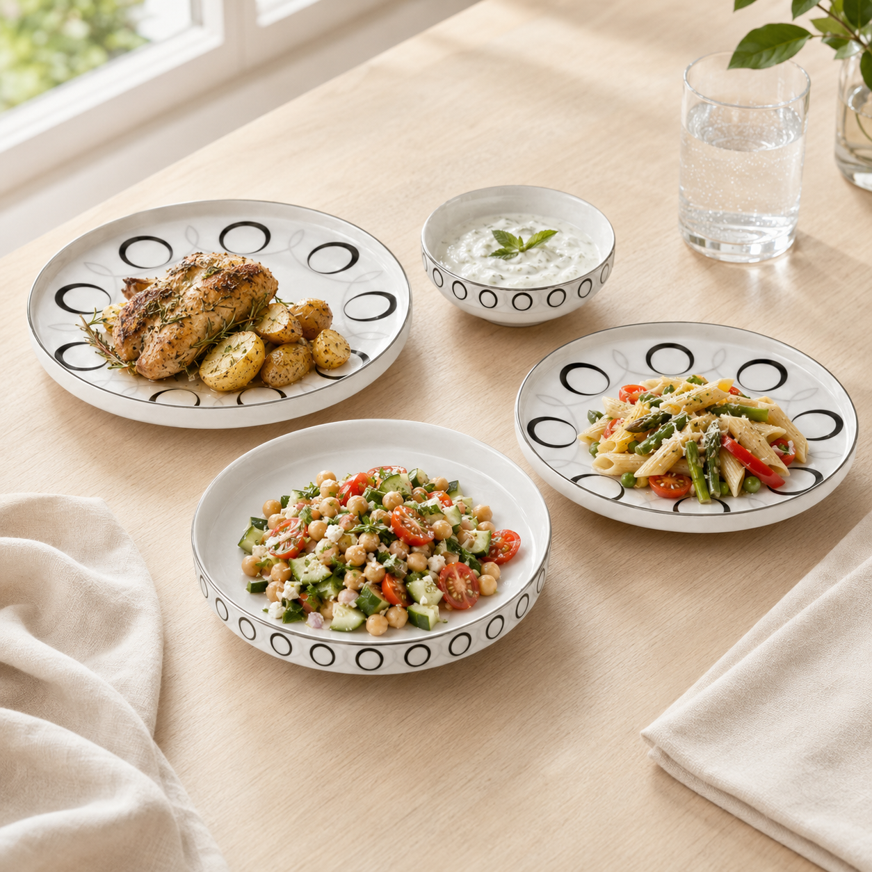 LUSTRA 24-Pieces Bonne China Plate Sets