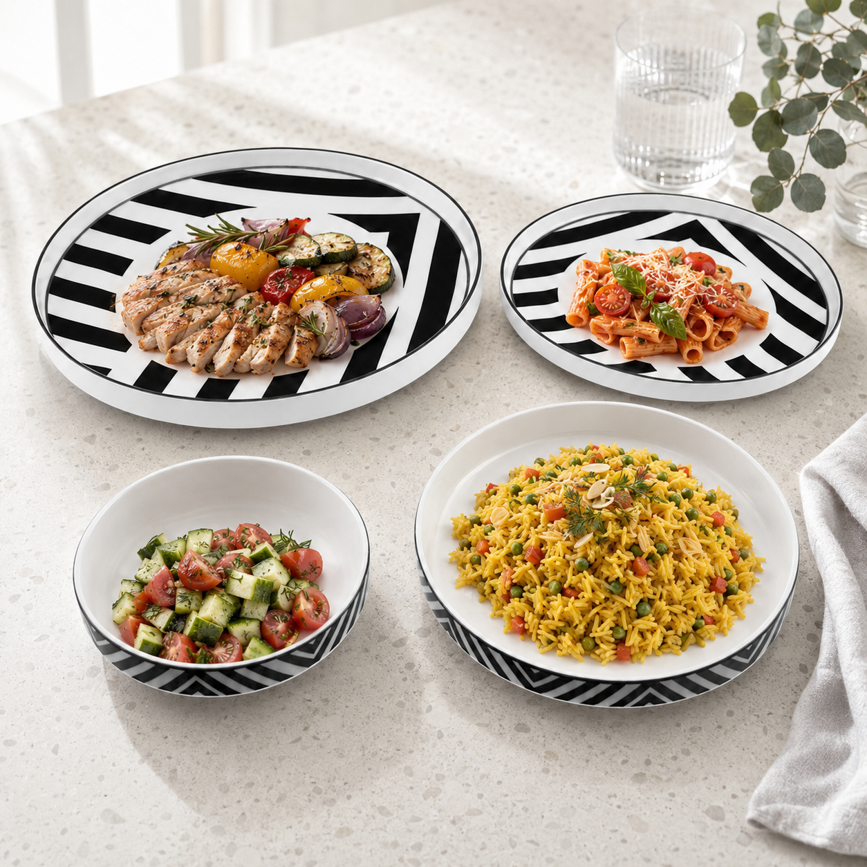 LUSTRA 24-Pieces Bonne China Plate Sets