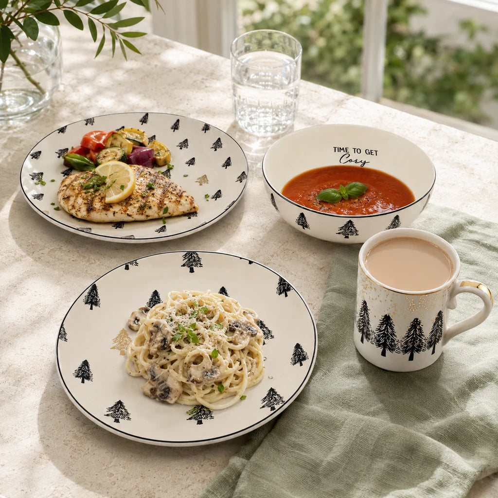 Danny Home 24-Piece Ceramic Dinner Set – Nordic Pine
