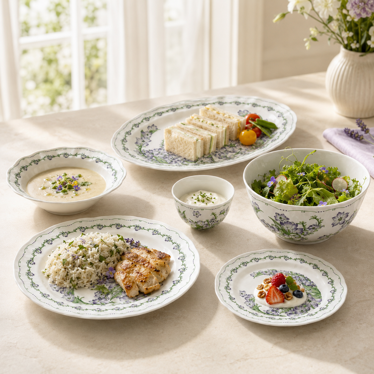 Danny Home 26-Pieces Bonne China Plate Sets