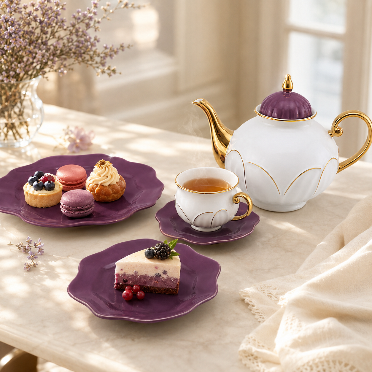 Royal 24-Piece, 6-Serving Fine Porcelain Tea Sets