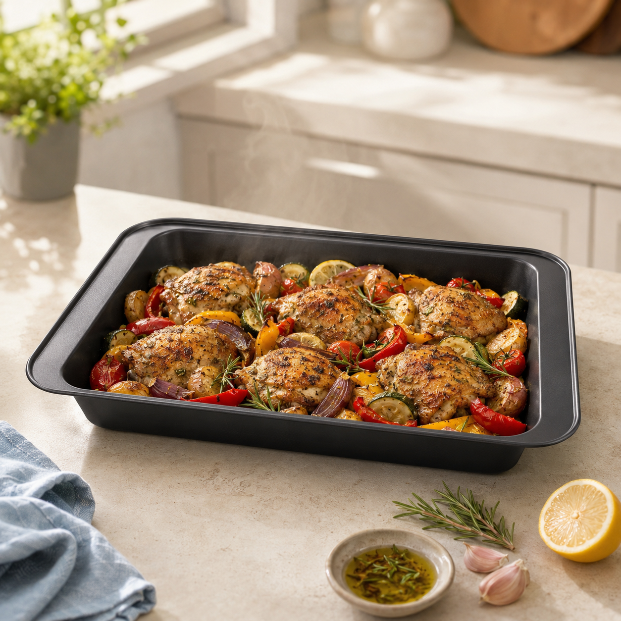 Kings Black Rectangular Metal Baking Trays