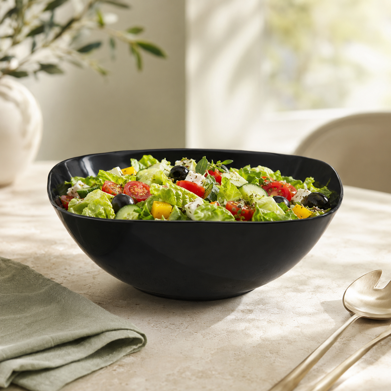 Home table Matt Black Marble Square Serving Bowls