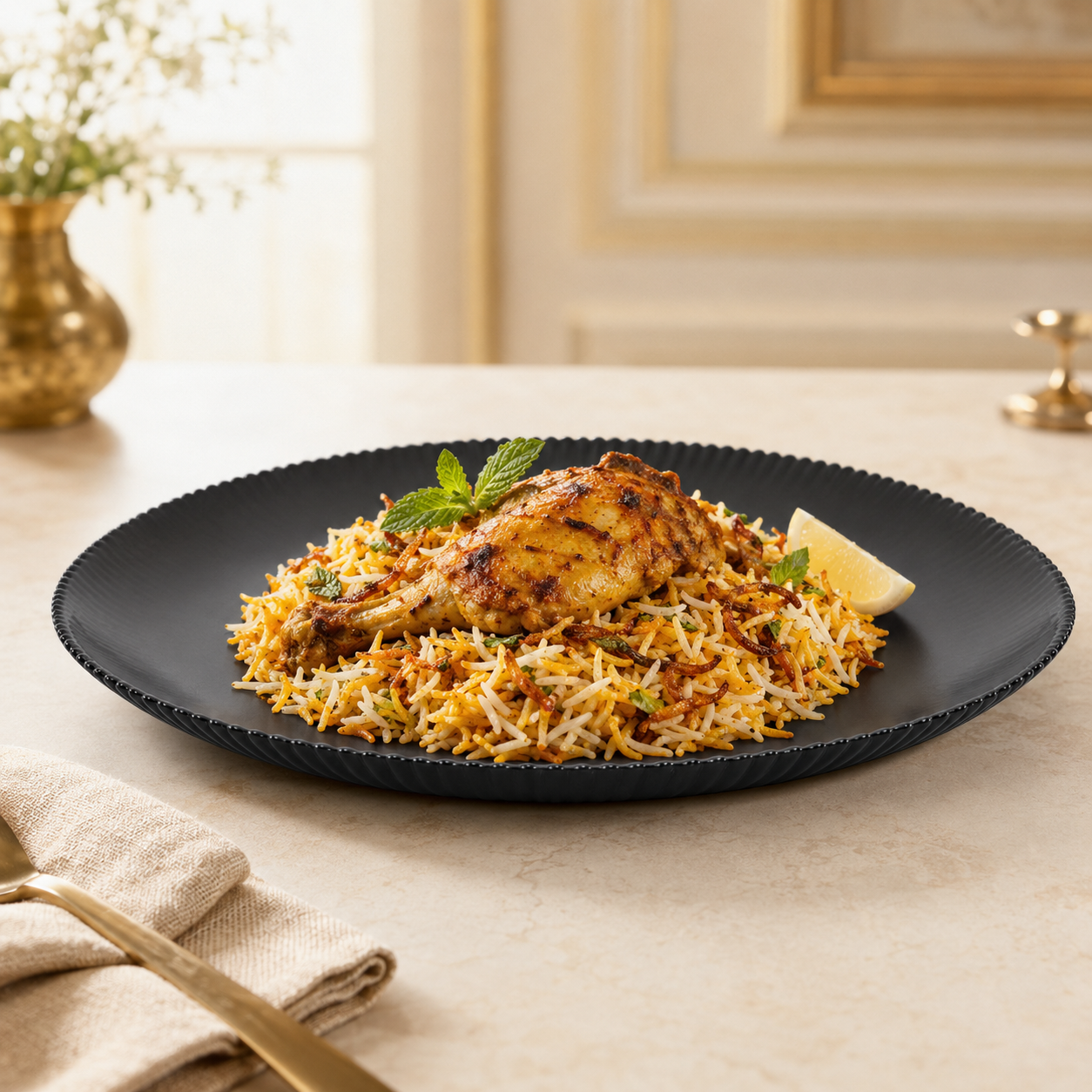 Home Table 10-Inches Black Marble Flat Plates