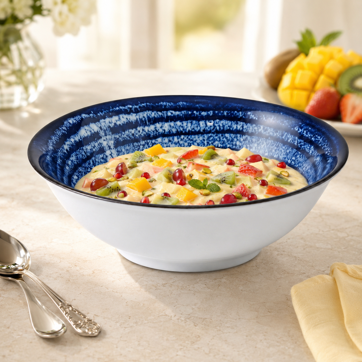 Gupan Shallow Blue Marble Sweet Bowls