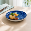 Gupan 7-Inches Shallow Blue Marble Flat Quarter Plate