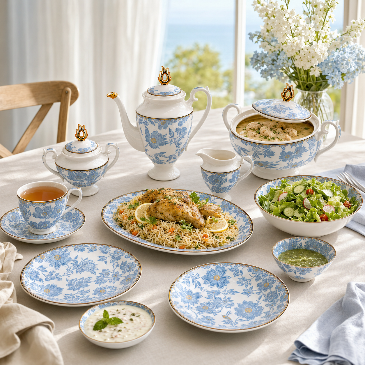 Royal 61-Pieces 8-Serving Bonne China Dinner Sets FY-Series