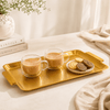 T.D.L 40*24 Cm Stainless Steel With Electric Golden Coating Rectangular Tray