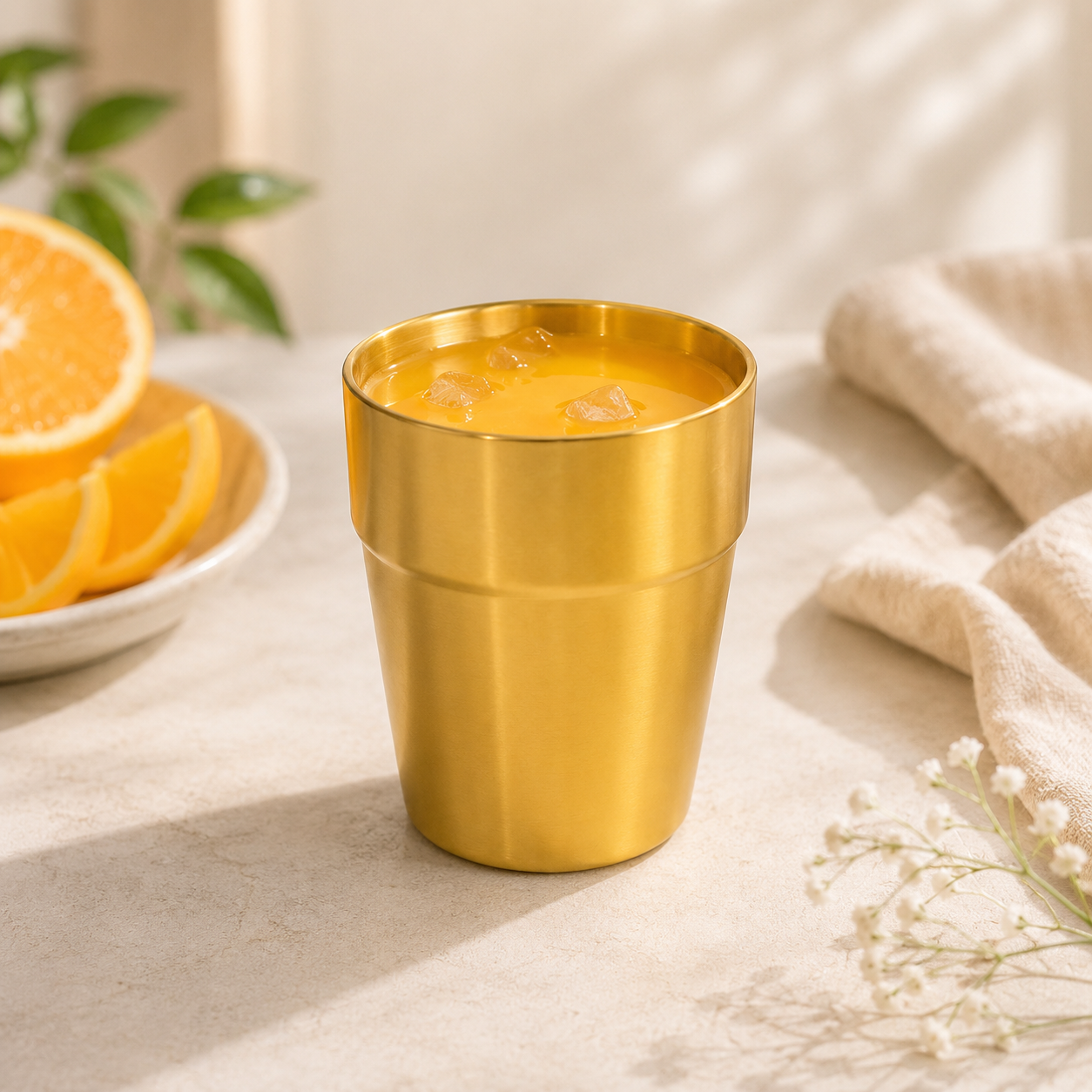 T.D.L Stainless Steel With Electric Golden Coating Classic Glasses