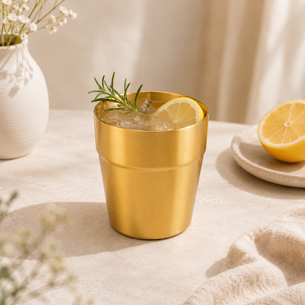 T.D.L Stainless Steel With Electric Golden Coating Classic Glasses