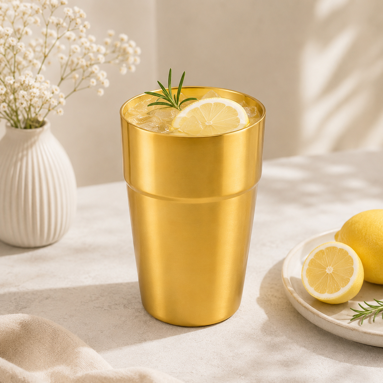 T.D.L Stainless Steel With Electric Golden Coating Classic Glasses