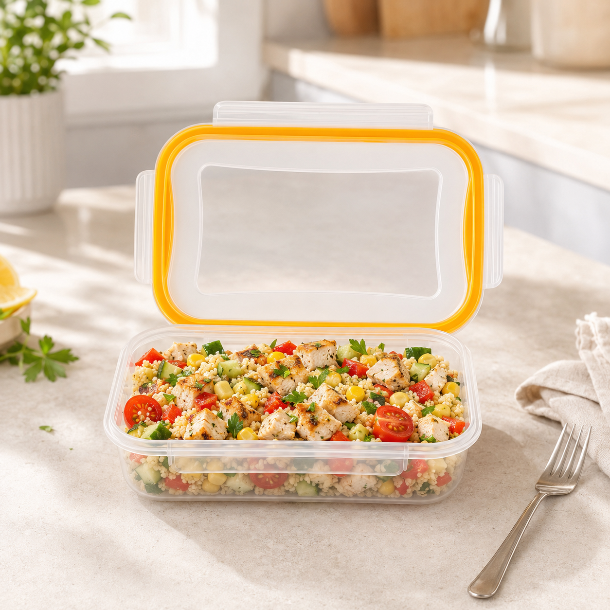 Home Table 0.8-Liter 780g Plastic Food Containers With Lock Lid