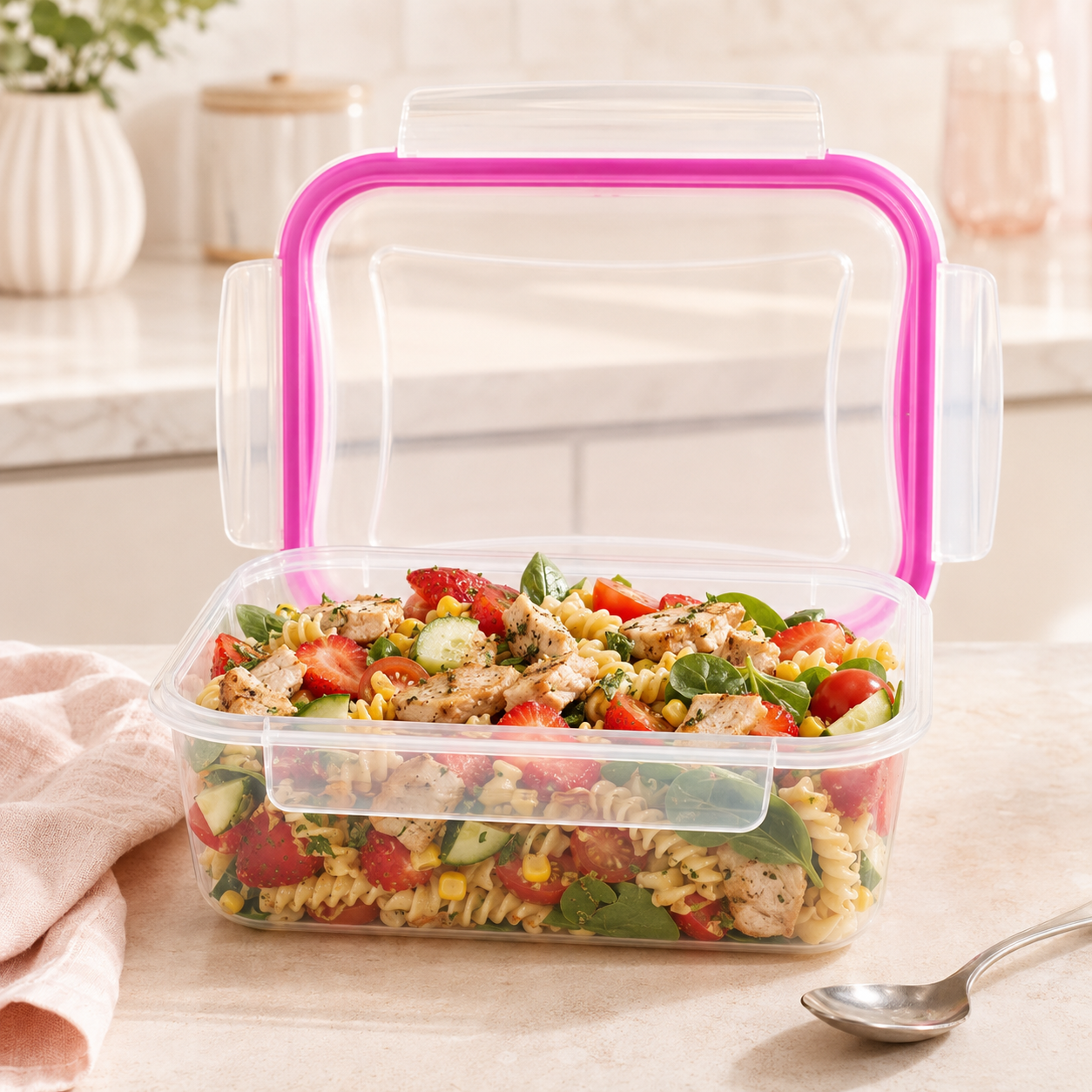 Home Table 1.5-Liter 1.4Kg Plastic Food Containers With Lock Lid