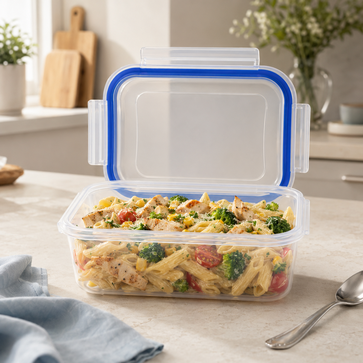 Home Table 1.5-Liter 1.4Kg Plastic Food Containers With Lock Lid