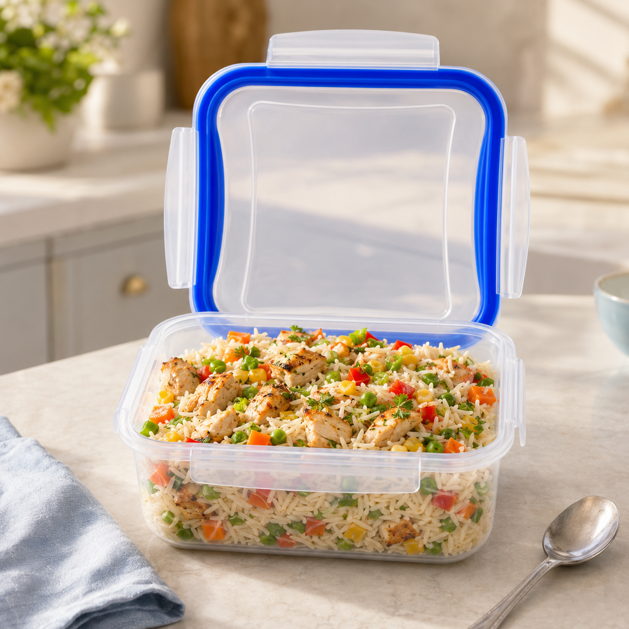 Home Table 1.2-Liter 1.1Kg Plastic Food Containers With Lock Lid