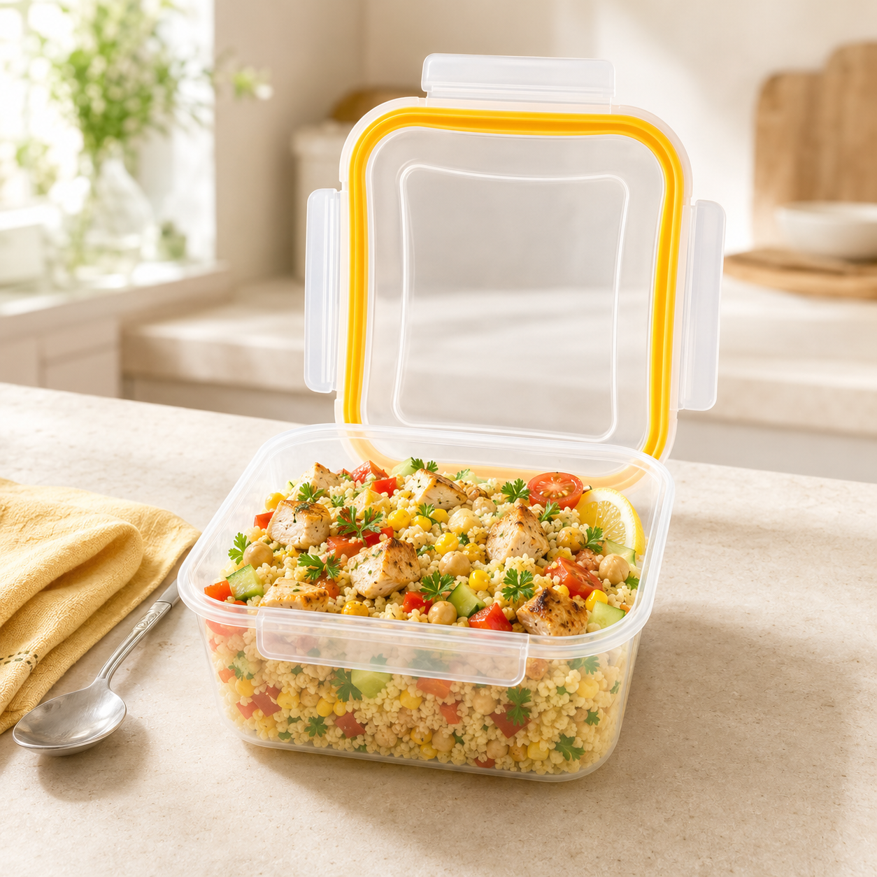 Home Table 1.2-Liter 1.1Kg Plastic Food Containers With Lock Lid
