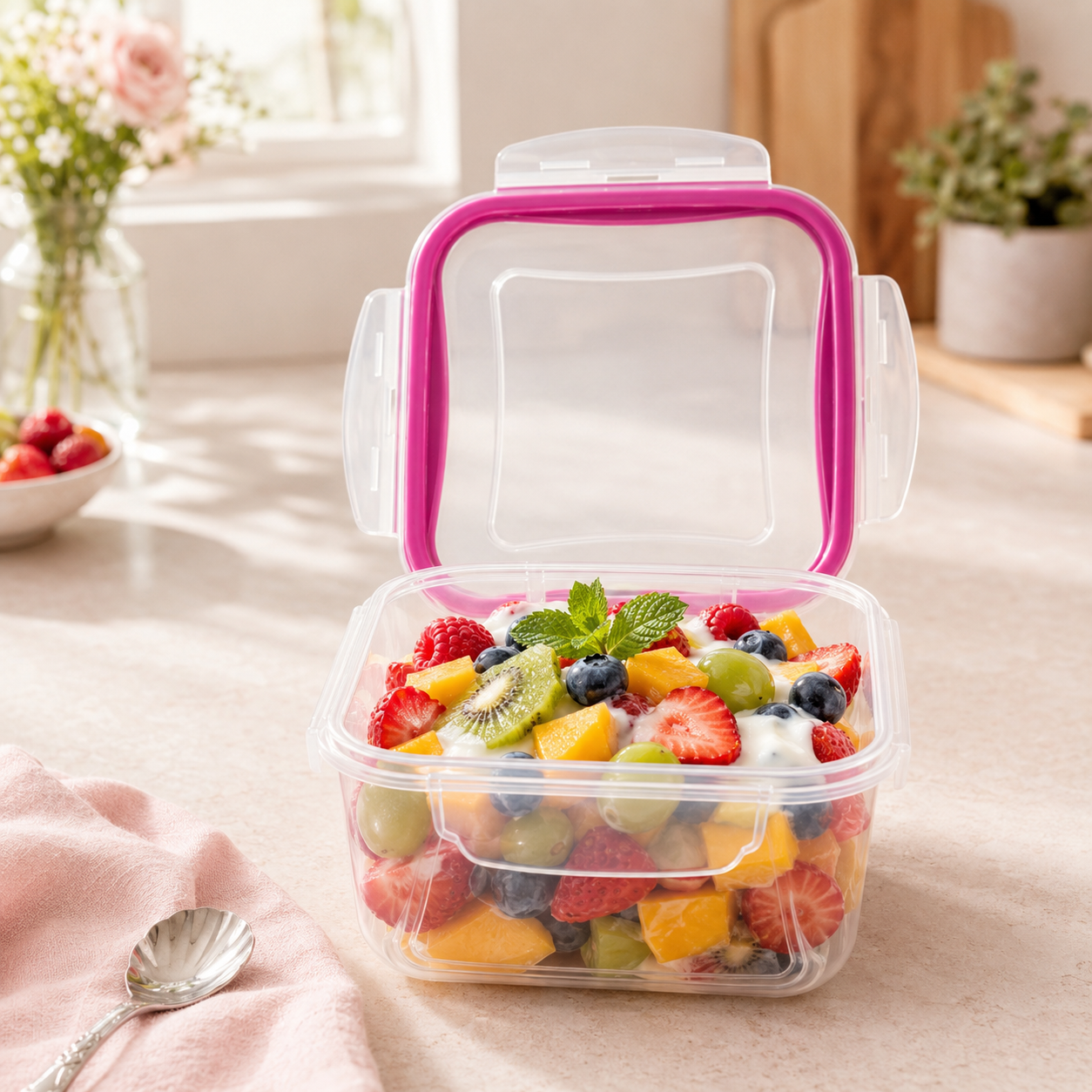 Home Table 1.2-Liter 1.1Kg Plastic Food Containers With Lock Lid