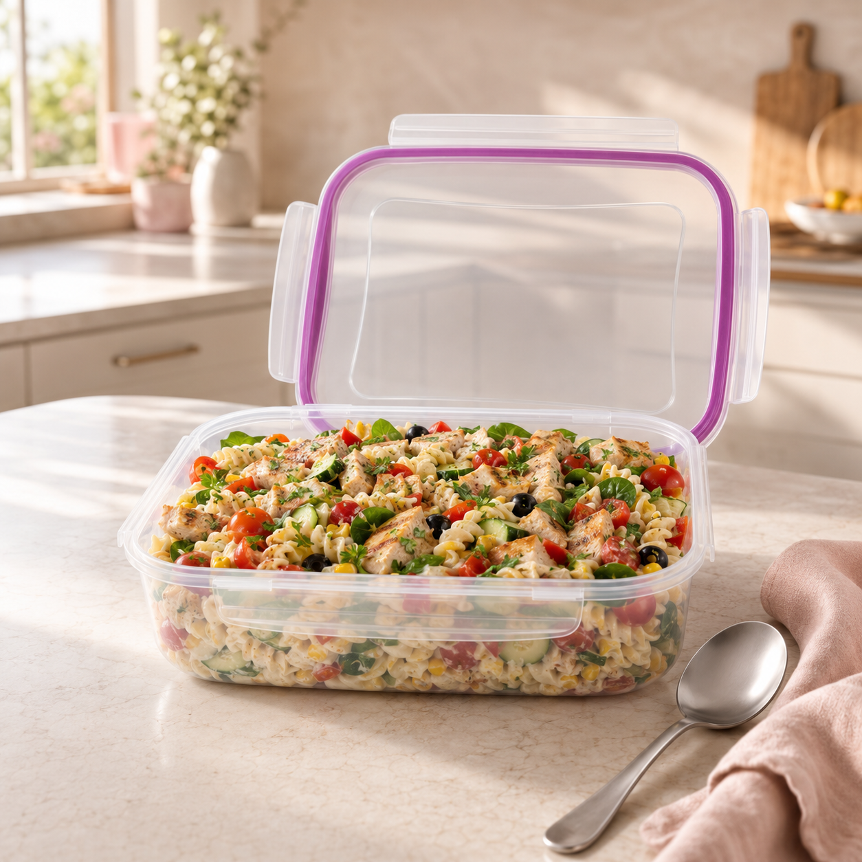 Home Table 3.45-Liter 3.3Kg Plastic Food Container With Lock Lid