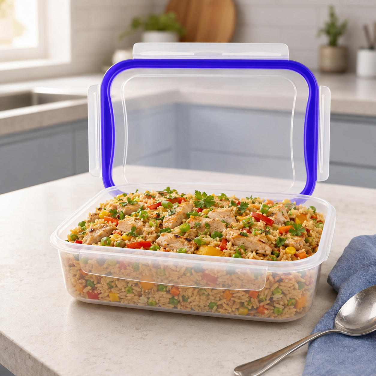 Home Table 3.45-Liter 3.3Kg Plastic Food Container With Lock Lid