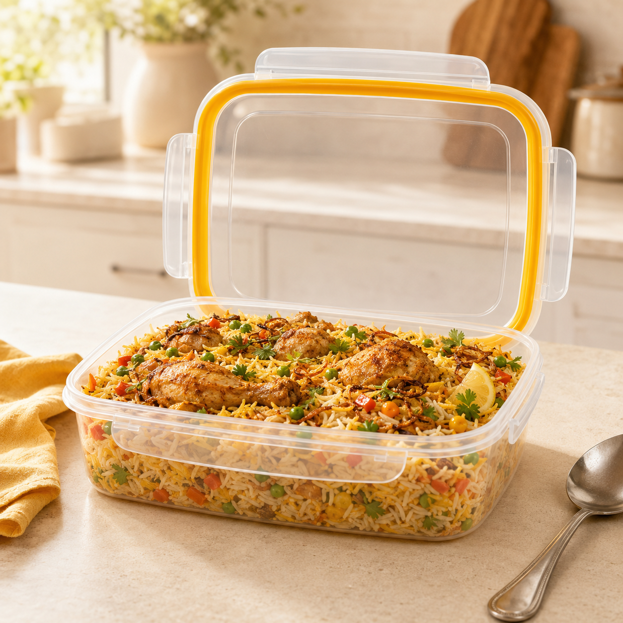 Home Table 3.45-Liter 3.3Kg Plastic Food Container With Lock Lid