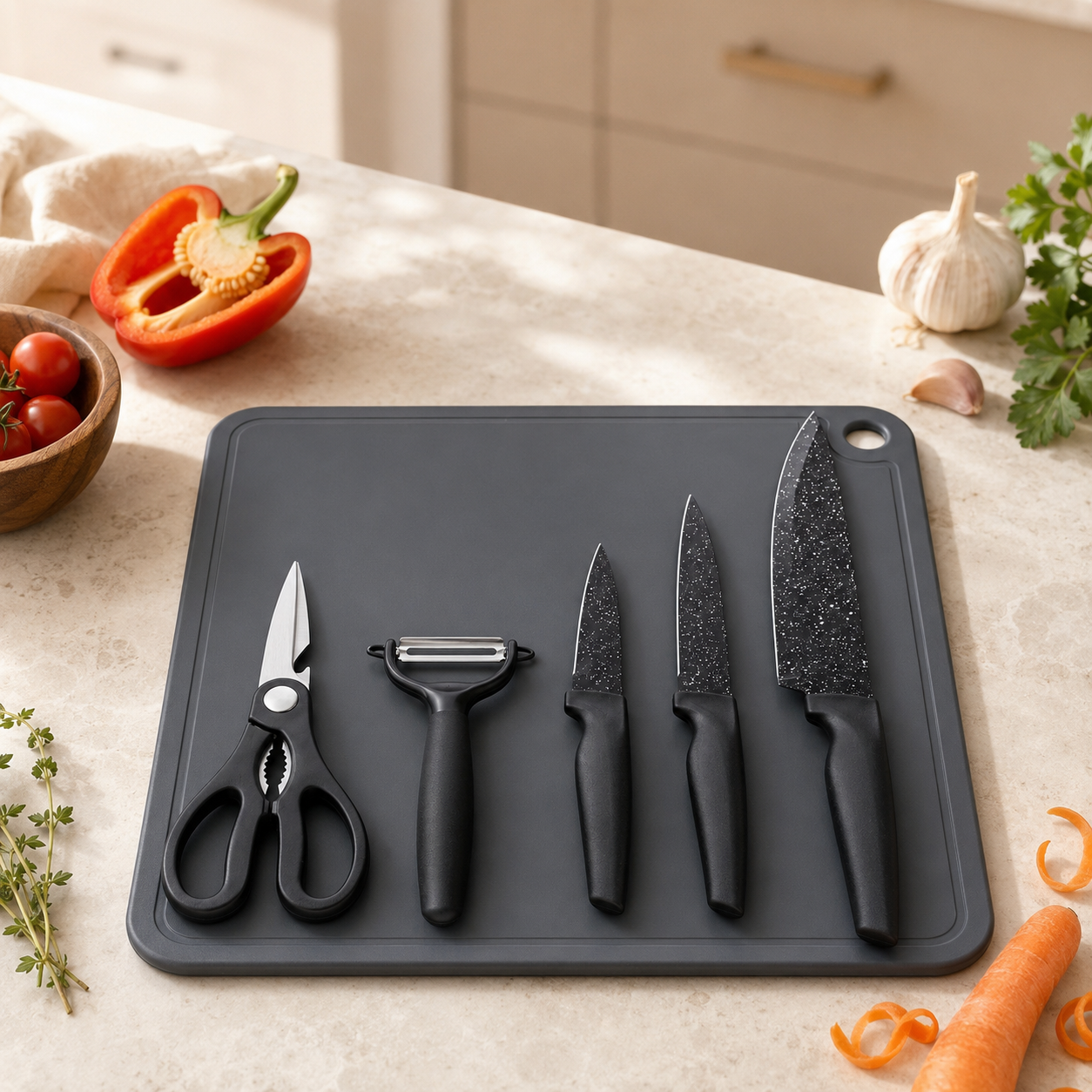 Danny Home 6-Pieces Black Kitchen Tools Set