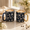 Danny Home 2-Pieces 450 ML Twin Floral Porcelain Mugs