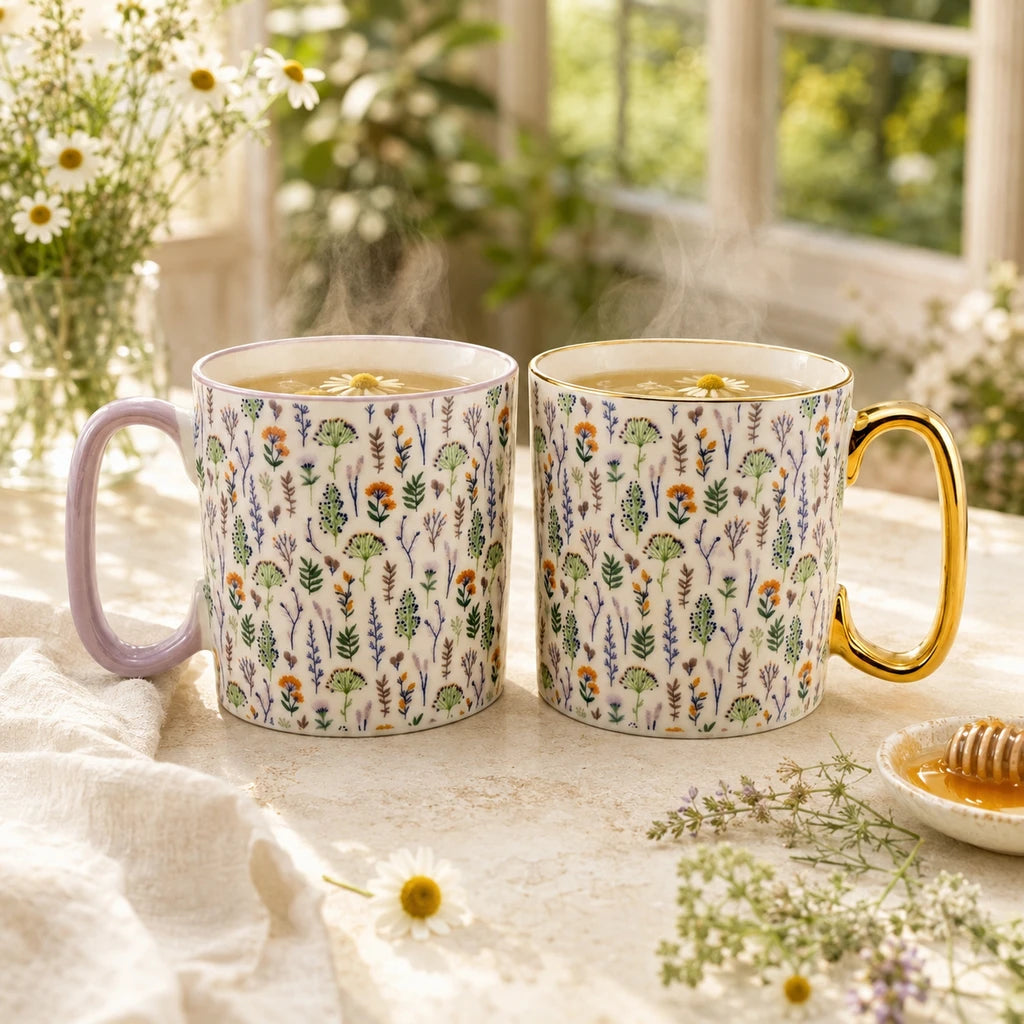 Danny Home 2-Piece Porcelain Mug - 450 ML | Botanical Meadow