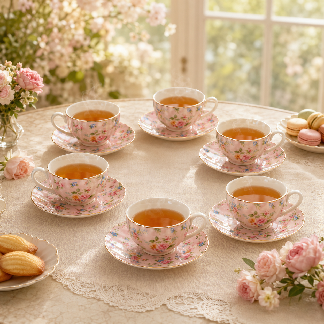 B/C 6-Pieces Ceramic Cup And Saucer Sets