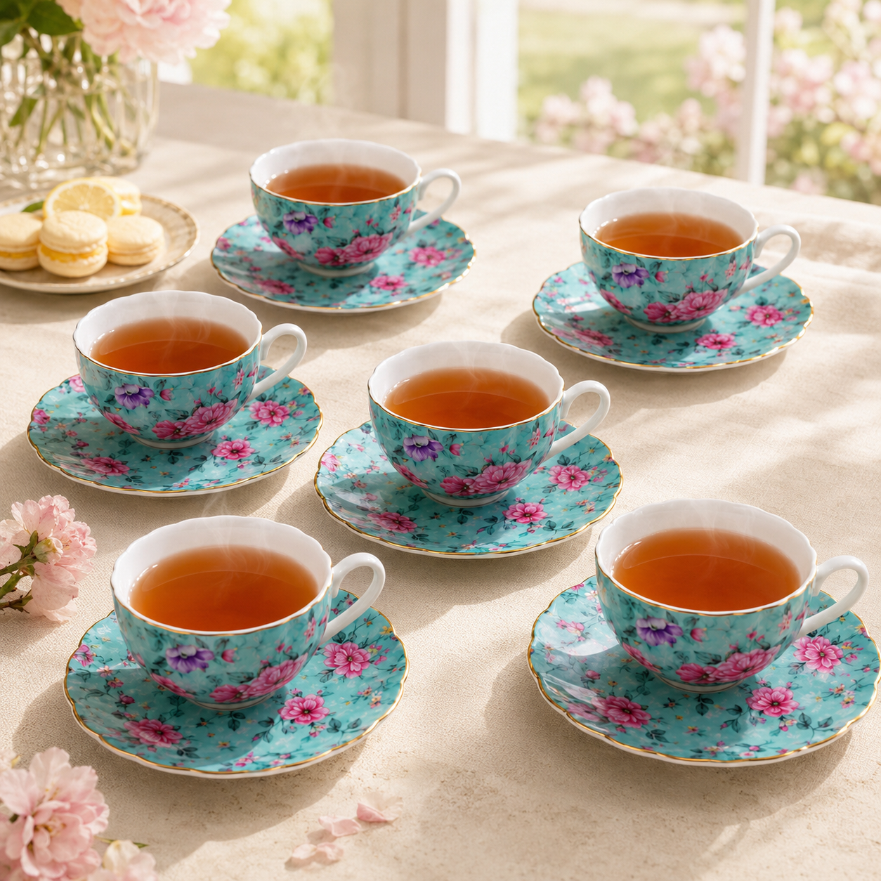 B/C 6-Pieces Ceramic Cup And Saucer Sets