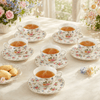 B/C 6-Pieces Ceramic "English Rose" Cup And Saucer Sets