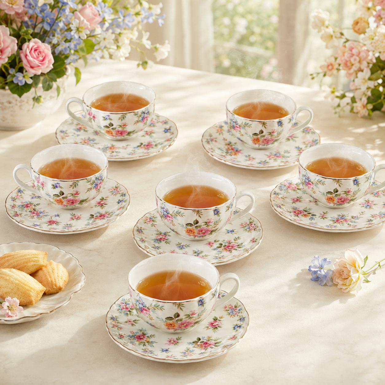 B/C 6-Pieces Ceramic Cup And Saucer Sets