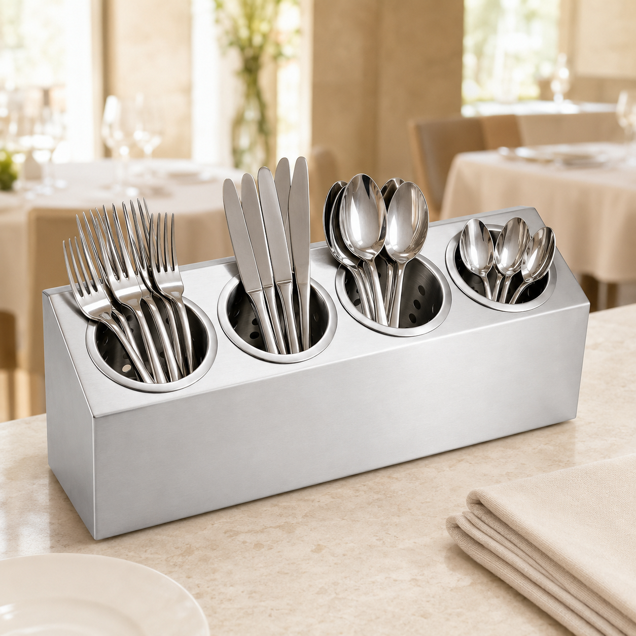 Mart 3-portion and 4-portion Stainless Steel Cutlery Holders