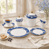 Onemore Royal Blue 24-Piece Fine Bone China Tea Set for 6